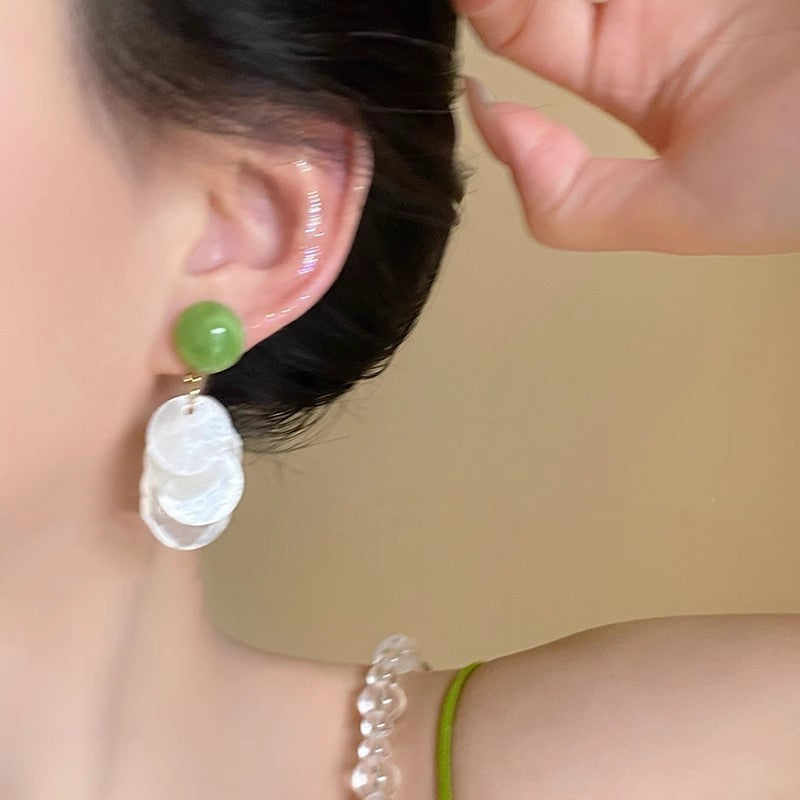 Green Vacation Style Shell Earrings