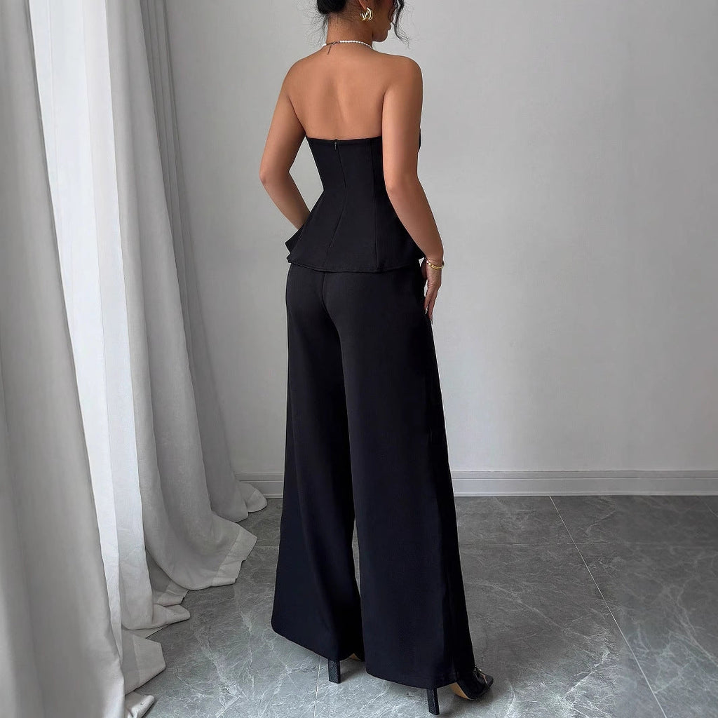 Off-the-shoulder Vest Wide-leg Trousers Set