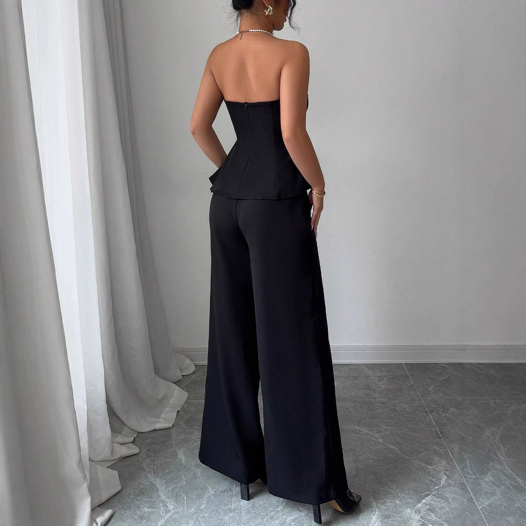 Off-the-shoulder Vest Wide-leg Trousers Set