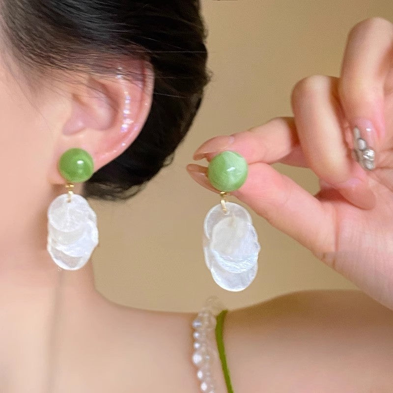 Green Vacation Style Shell Earrings