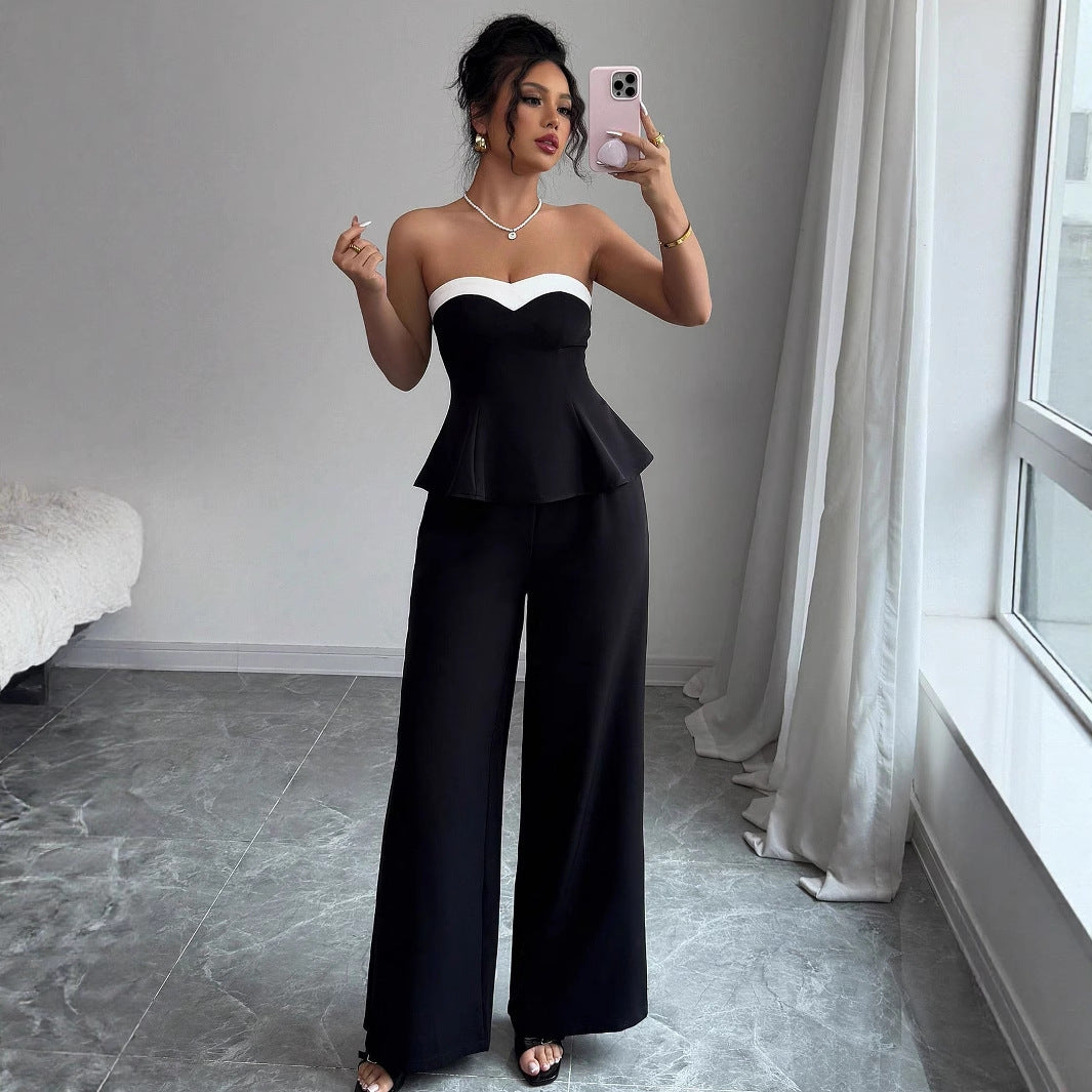 Off-the-shoulder Vest Wide-leg Trousers Set