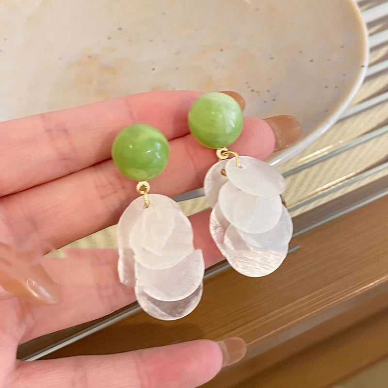 Green Vacation Style Shell Earrings