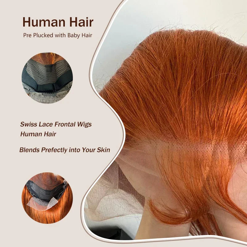 Ginger Orange Lace Front Human Hair Wigs