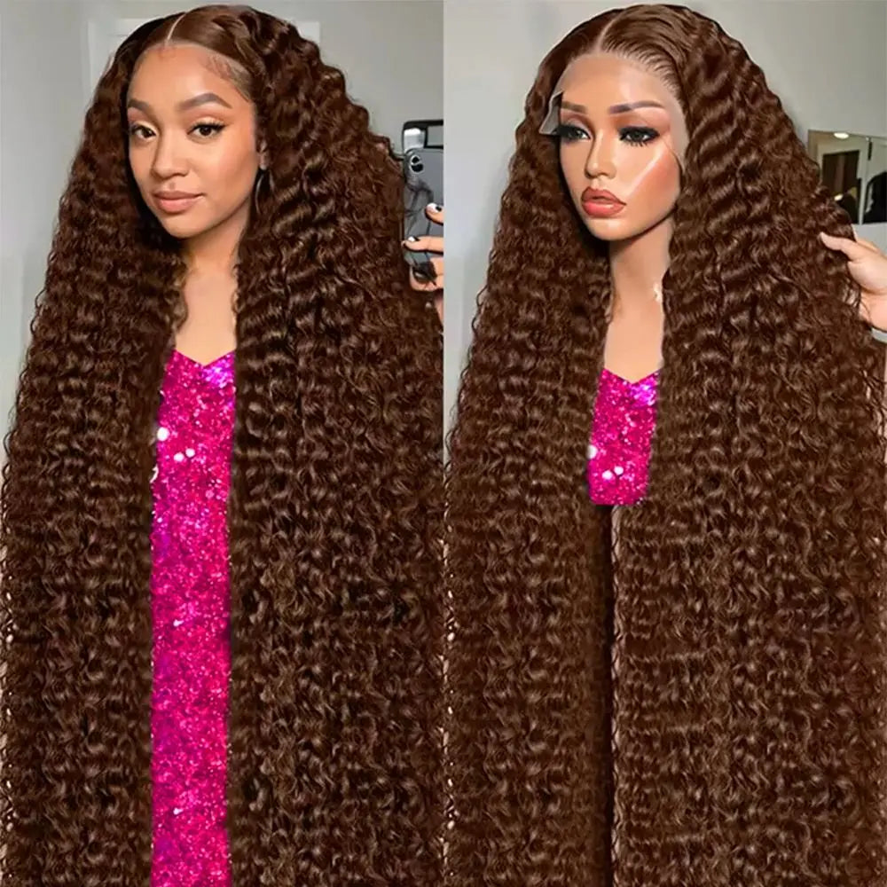 Chocolate Brown Hd Lace Frontal Human Hair Wigs