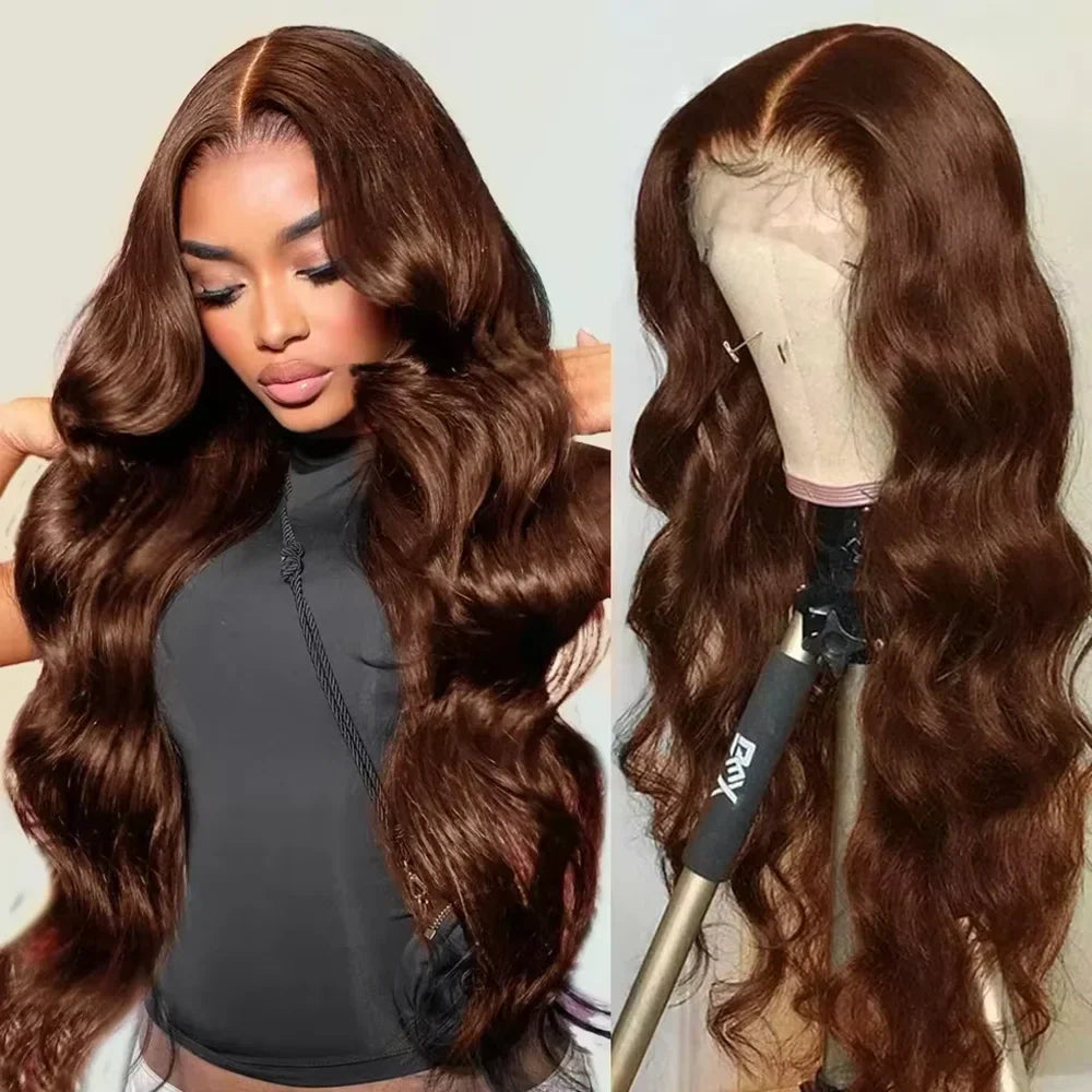 Chocolate Brown HD Lace Front Human Hair Wigs
