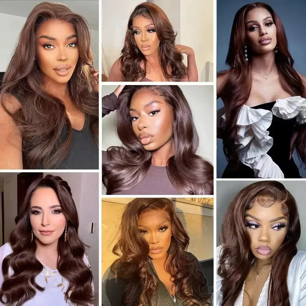 Chocolate Brown HD Lace Front Human Hair Wigs