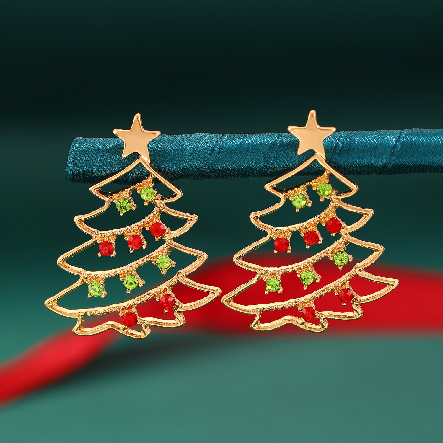 Tree Zircon Christmas Earrings