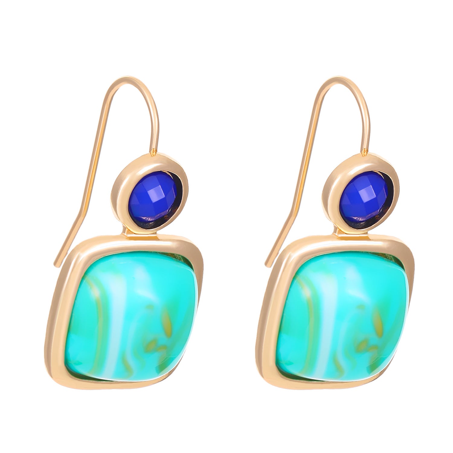 Geometric Square Turquoise Earrings